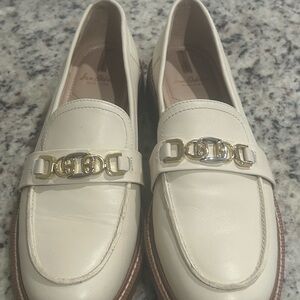 Sam Edelman Cream Loafers with Gold Accents
